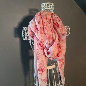 Floral Pink Flowers on Pink Scarf